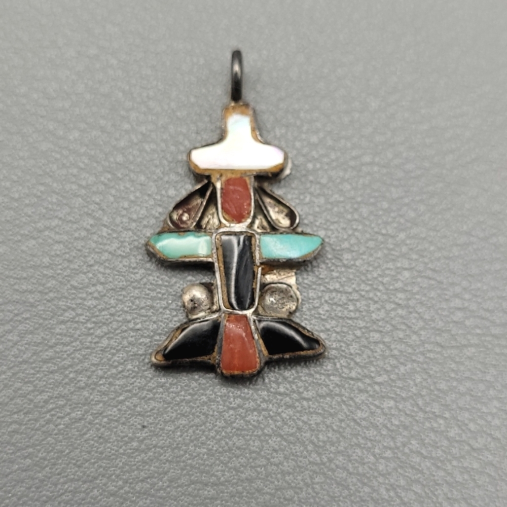 VTG Sterling silver Pendant turquoise spiny oyster Southwestern Woman Signed